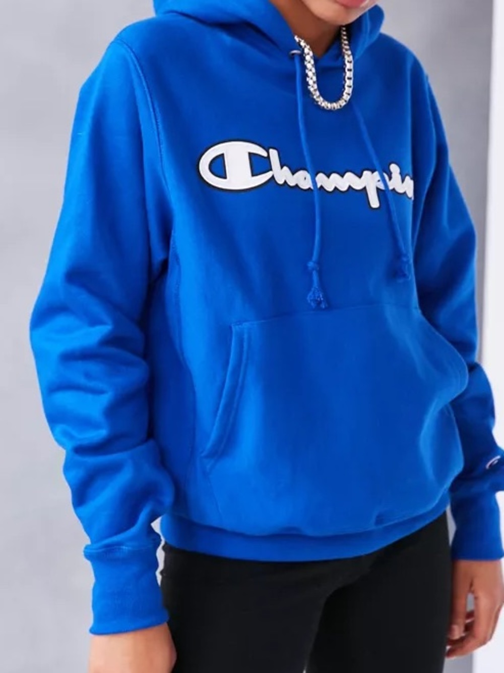 Champion Logo Patch Hoodie Sweatshirt M